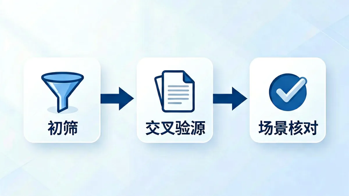 美国十次啦内容筛选流程示意图，用箭头展示从原始来源到入库发布的三个审核步骤