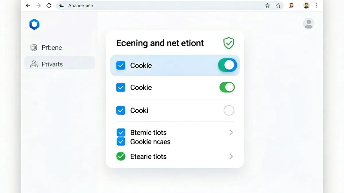 图示用户在浏览器设置中开启无痕模式并拦截Cookie，以保护在美国十次啦上的访问隐私